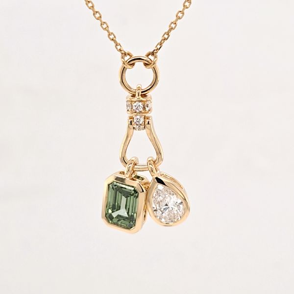 Green and White Diamond 2 Stone Pendant Carroll's Jewelers Doylestown, PA