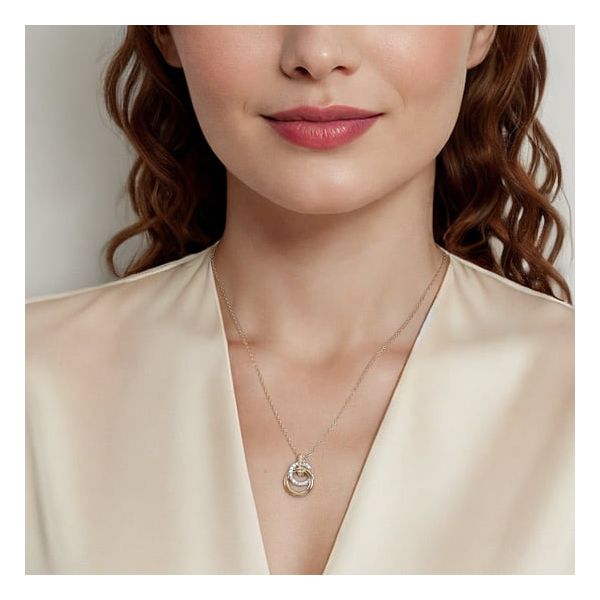 Two Tone Diamond Circle Necklace Image 2 Carroll's Jewelers Doylestown, PA