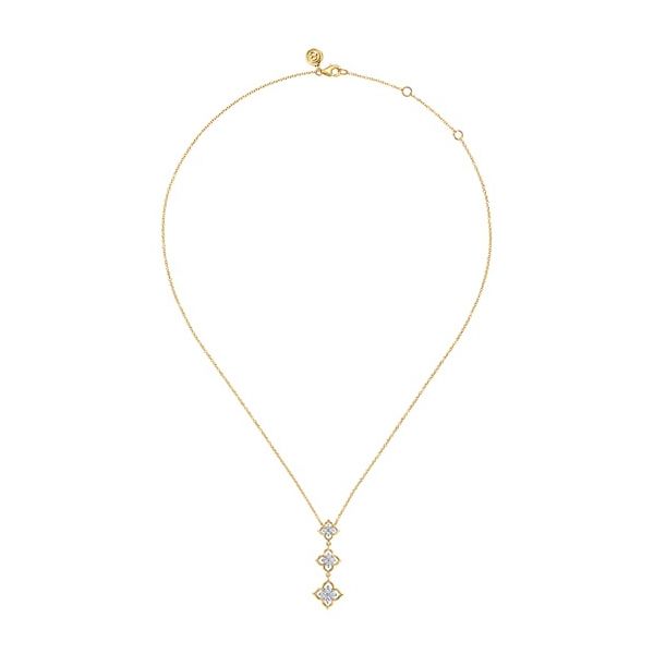 14K Two Tone Diamond Flower Drop Necklace Image 2 Carroll's Jewelers Doylestown, PA