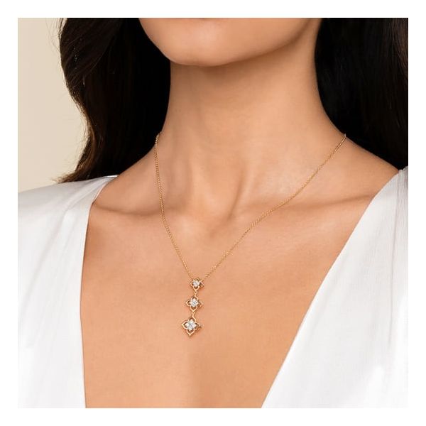 14K Two Tone Diamond Flower Drop Necklace Image 3 Carroll's Jewelers Doylestown, PA