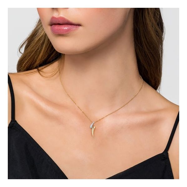 14K 2 Tone Pave Diamond Bypass Necklace Image 2 Carroll's Jewelers Doylestown, PA