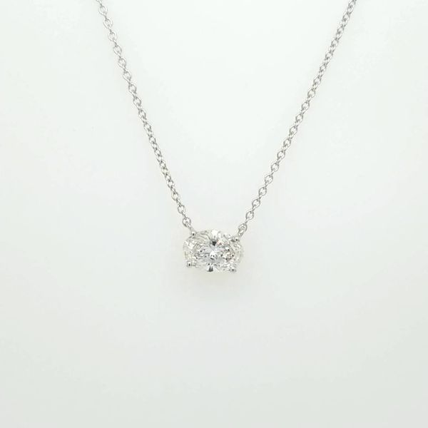 14kt WG 1.00ct Oval Lab Grown Diamond Solitaire Pendant Image 2 Carroll's Jewelers Doylestown, PA