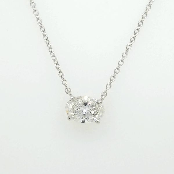 14kt WG 1.00ct Oval Lab Grown Diamond Solitaire Pendant Carroll's Jewelers Doylestown, PA