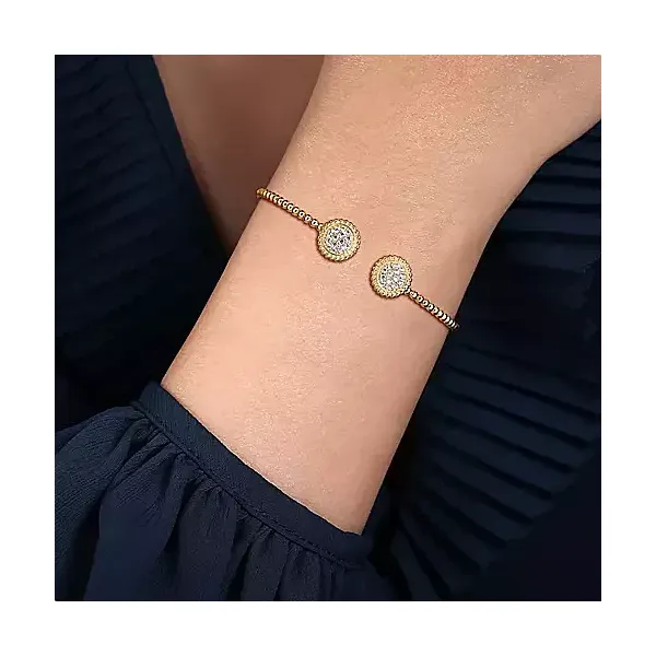 14kt YG Flexible diamond Bangle Bracelet Image 2 Carroll's Jewelers Doylestown, PA