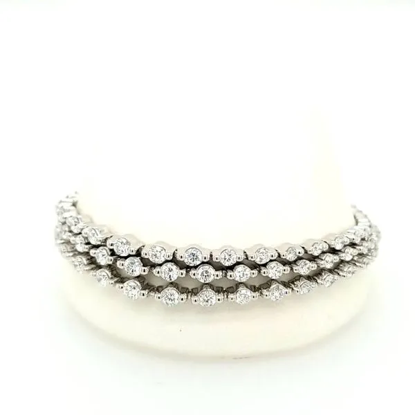 14kt WG lab grown 3 row 5 carat diamond bracelet thumb image 1
