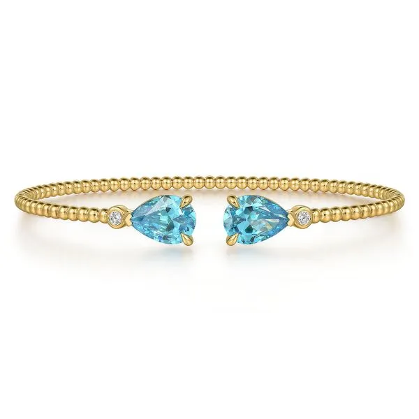 14kt YG Blue Topaz and Diamond Bracelet