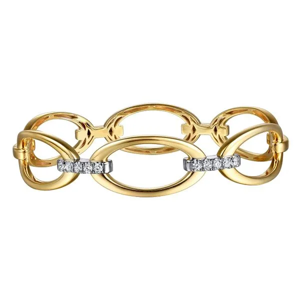 14kt YG Open link Bangle with Diamonds