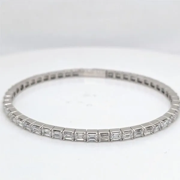 14kt WG Emerald Cut Diamond Bangle Bracelet thumb image 2