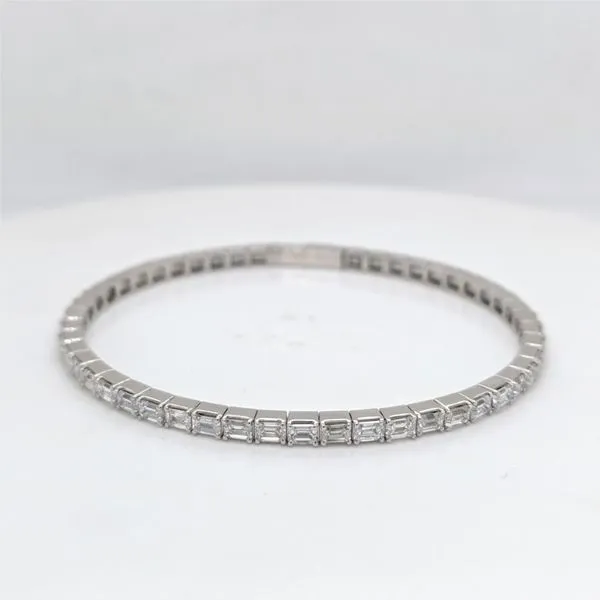 14kt WG Emerald Cut Diamond Bangle Bracelet thumb image 1