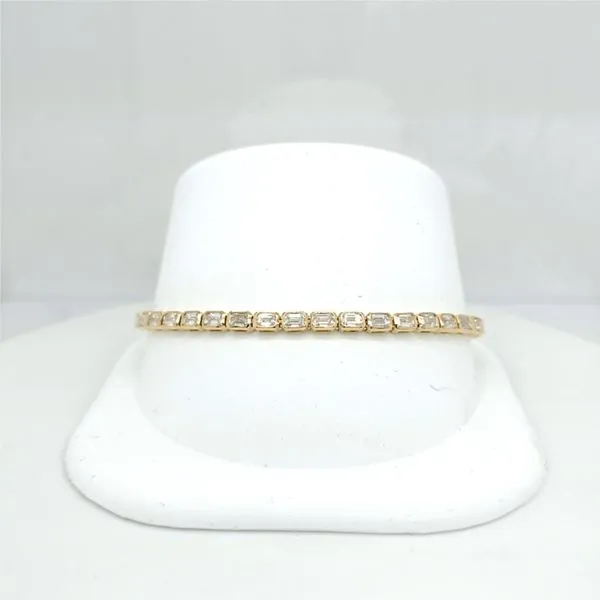 14kt YG LG Diamond Emerald cut Tennis Bracelet