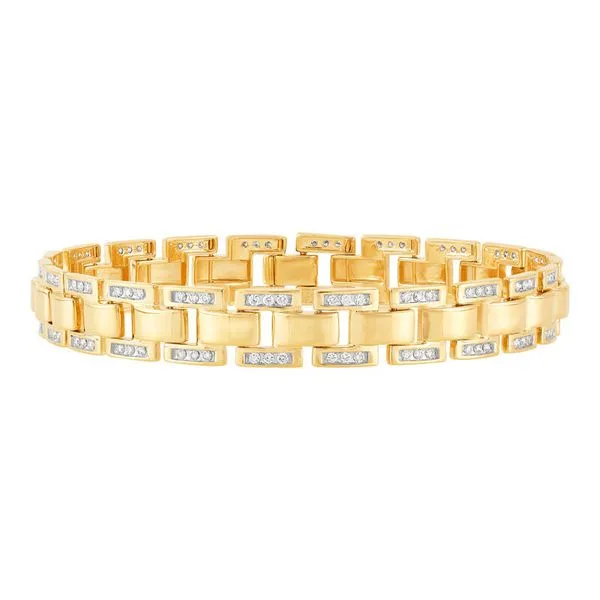 14kt YG Lab Grown Mens Diamond Bracelet