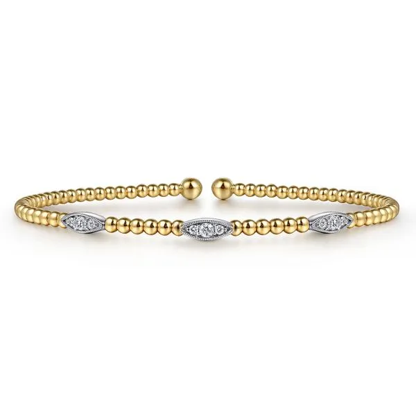 14kt 2 tone flexible diamond bangle bracelet thumb image 1