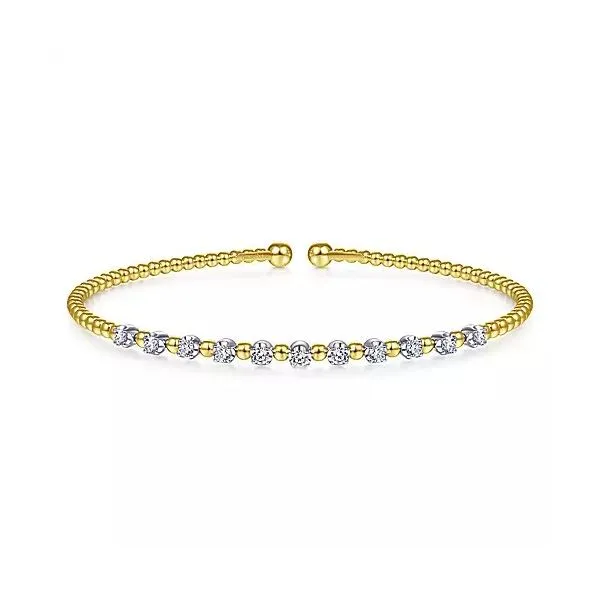 14kt 2 tone diamond bangle bracelet