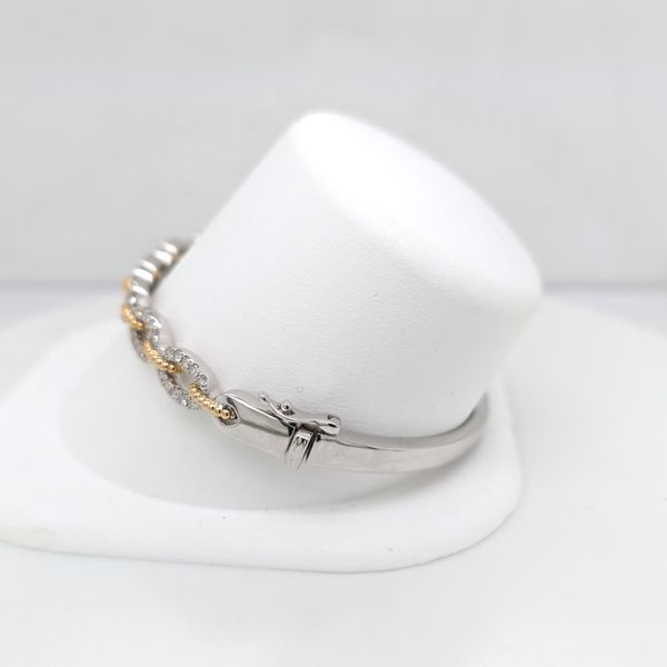 2 Tone Gold Diamond Link Bangle Bracelet Image 3 Carroll's Jewelers Doylestown, PA