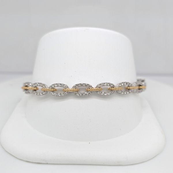 2 Tone Gold Diamond Link Bangle Bracelet Carroll's Jewelers Doylestown, PA