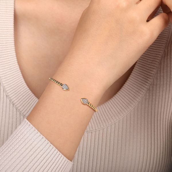 14kt YG Diamond Flexible Bangle Bracelet Image 2 Carroll's Jewelers Doylestown, PA