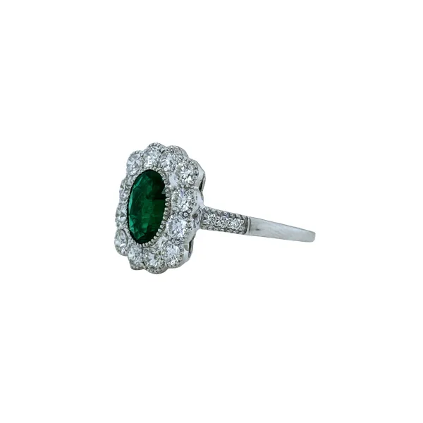 18kt WG Vintage Inspired Emerald and Diamond Ring Image 2 Carroll's Jewelers Doylestown, PA