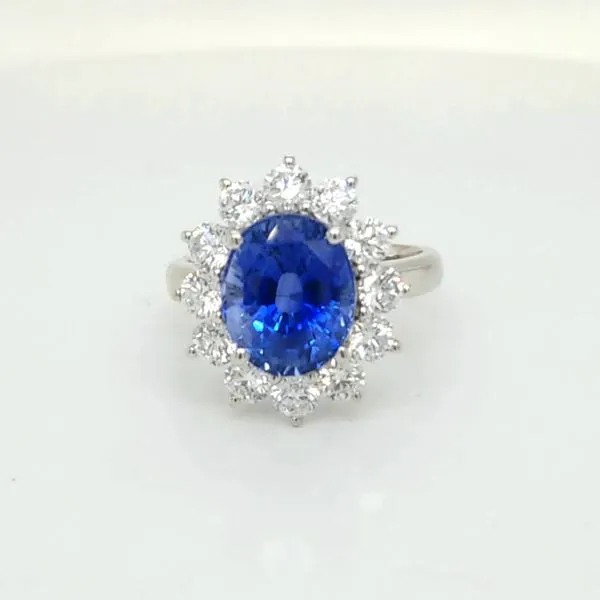 18kt white gold Ceylon Sapphire and Daimond Ring thumb image 1