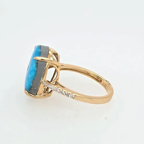 14kt YG Turquoise and Diamond Ring