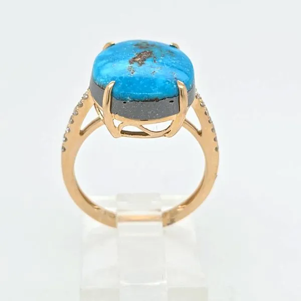 14kt YG Turquoise and Diamond Ring