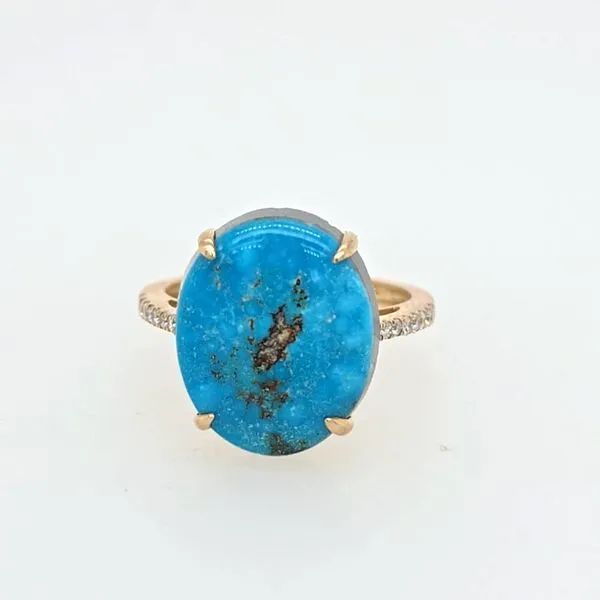 14kt YG Turquoise and Diamond Ring