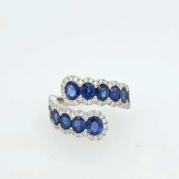 18kt WG Sapphire and Diamond Bypass Ring thumb image 1