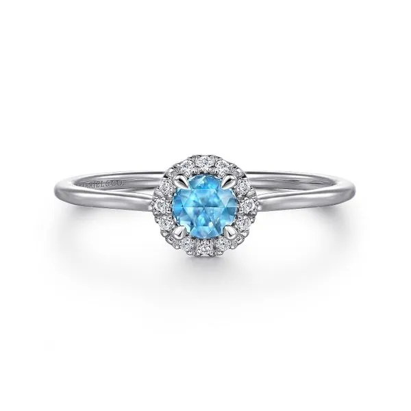 14kt WG Blue Topaz and Diamond Ring