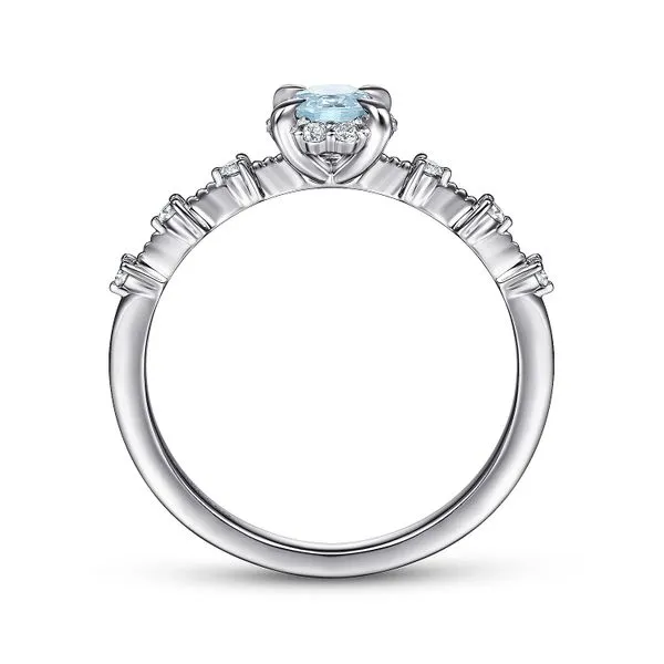 14kt WG Aquamarine and Diamond Halo Ring