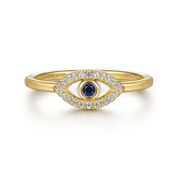 14kt YG Evil Eye Ring