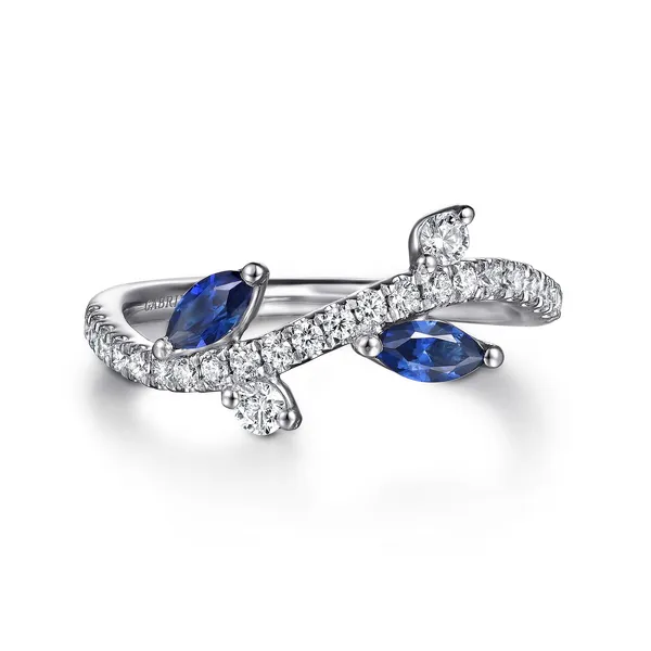 Gabriel 14kt Sapphire and Diamond Floral TWisted Ring