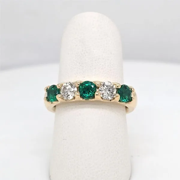 14kt YG Lab Grown Emerald and Diamond Ring thumb image 1