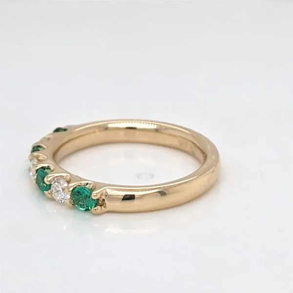 14kt Yellow Gold Emerald and Diamond Band thumb image 2