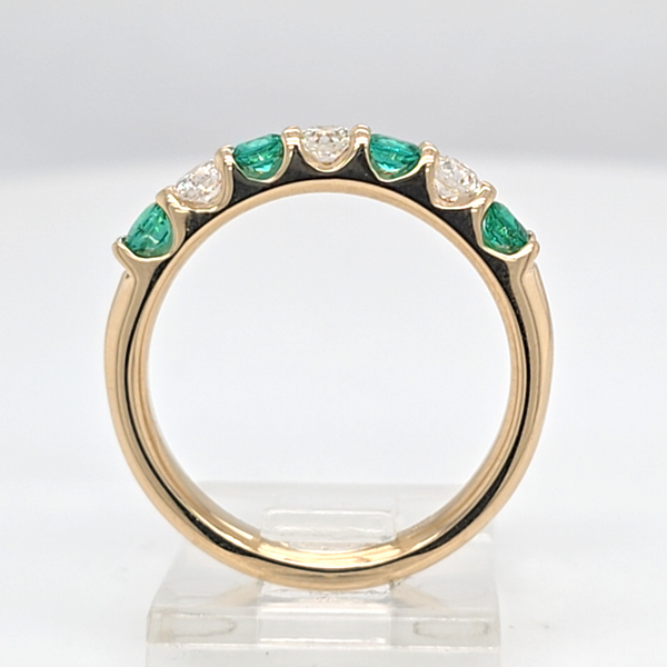 14kt Yellow Gold Emerald and Diamond Band Image 3 Carroll's Jewelers Doylestown, PA