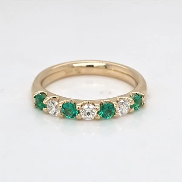 14kt Yellow Gold Emerald and Diamond Band thumb image 1