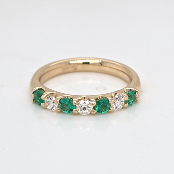 14kt Yellow Gold Emerald and Diamond Band Carroll's Jewelers Doylestown, PA