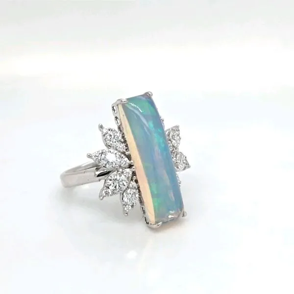 14kt WG Opal and Diamond Contemporary style ring thumb image 2