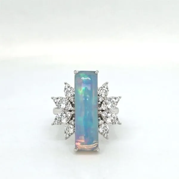 14kt WG Opal and Diamond Contemporary style ring thumb image 1