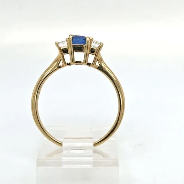 18kt YG Sapphire and Diamond 3 stone ring thumb image 2