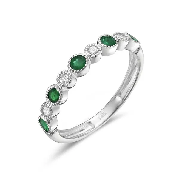 14kt YG emerald and diamond Band Carroll's Jewelers Doylestown, PA
