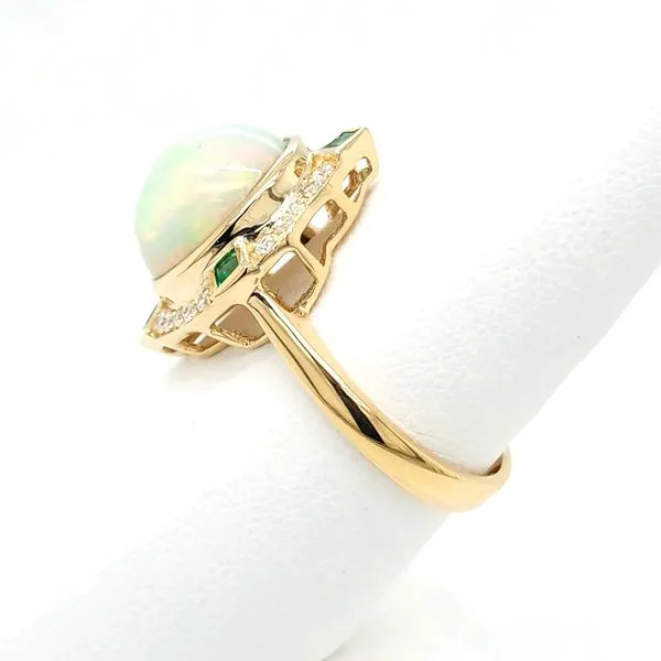 14kt YG Opal, Emerald and Diamond ring thumb image 2