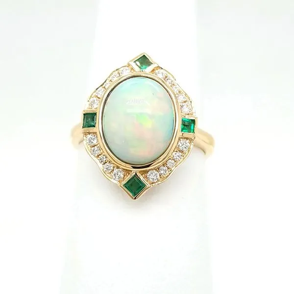 14kt YG Opal, Emerald and Diamond ring thumb image 1