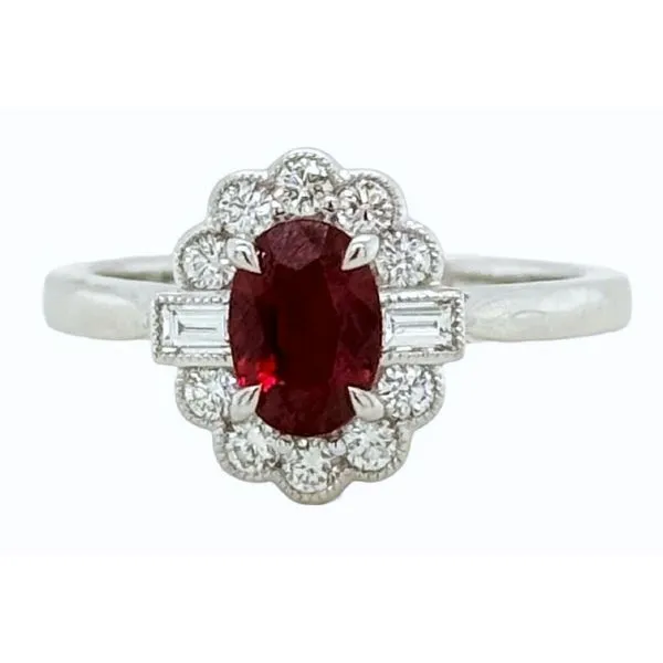 18kt WG Ruby and Diamond Halo Ring