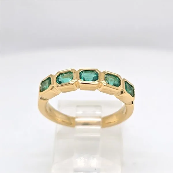 14kt YG Emerald Bezel set Band