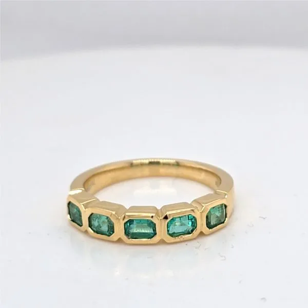 14kt YG Emerald Bezel set Band