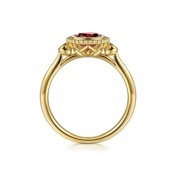 14kt YG Garnet Ring Image 2 Carroll's Jewelers Doylestown, PA