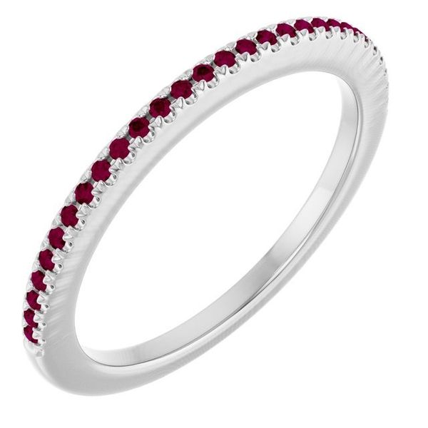 White Gold Garnet Stacking Ring Image 2 Carroll's Jewelers Doylestown, PA