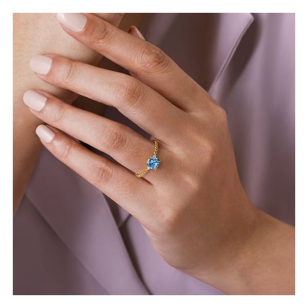 Yellow Gold Blue Topaz Ring Image 3 Carroll's Jewelers Doylestown, PA