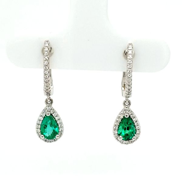 14kt WG Emerald and Diamond Earrings Carroll's Jewelers Doylestown, PA