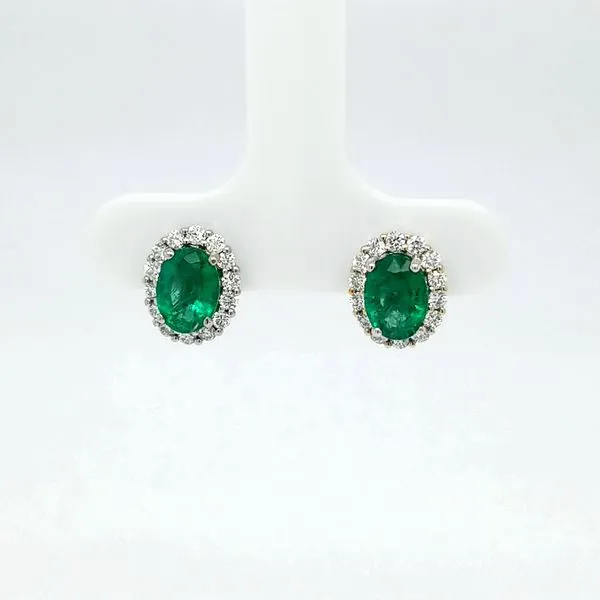 14kt WG Emerald and Diamond Earrings Carroll's Jewelers Doylestown, PA