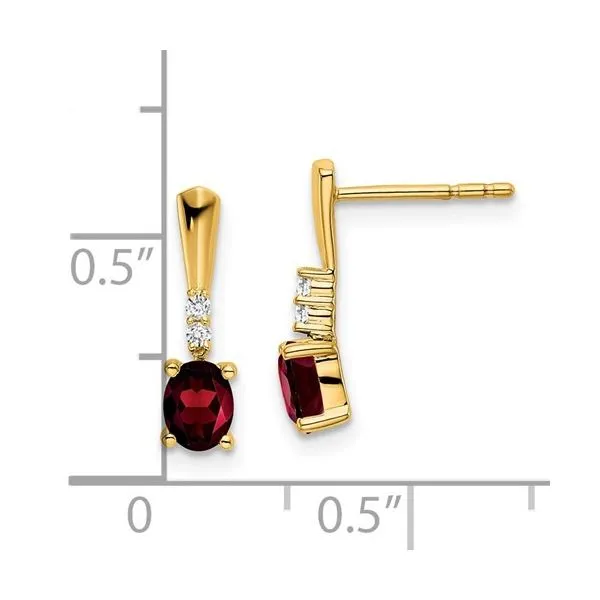14kt YG garnet and diamond earrings Image 2 Carroll's Jewelers Doylestown, PA